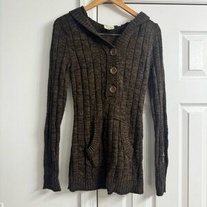 Roxy Vintage Women's Brown Hooded Chunky Knit Sweater  Sz M